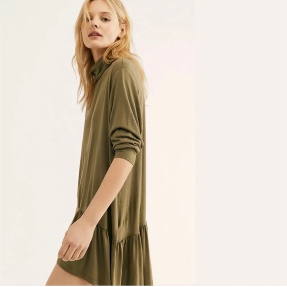 Free People High Neck Ruffle Mia Tunic Top Mini Dress SZ SM - Picture 1 of 7